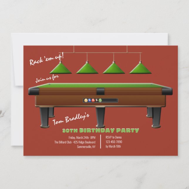 Pool Table Invitation (Front)