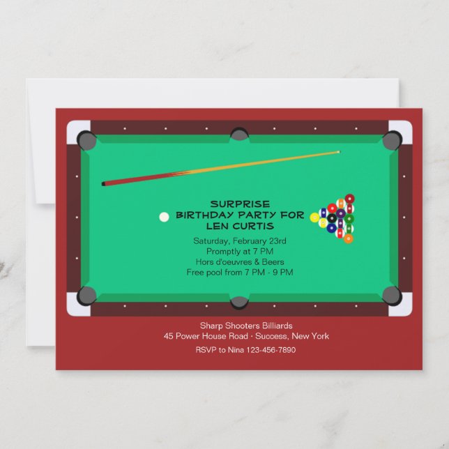 Pool Table Invitation (Front)