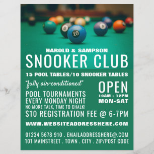 Pool Table, Pool Club, Snooker Club Advertising Flyer