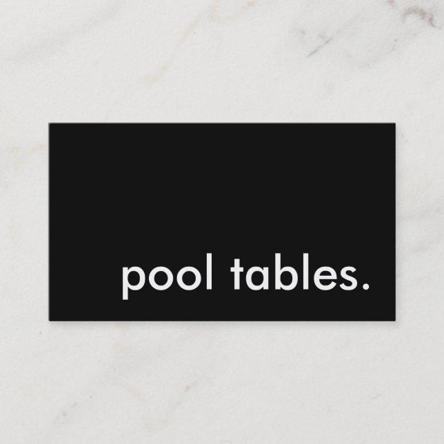 pool tables. business card (Front)