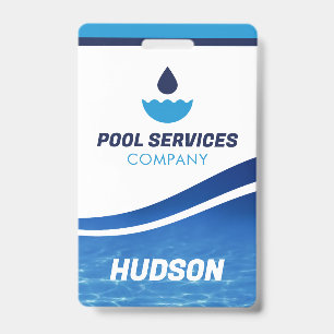 Pool Technician Name Badge   Pool Services Company ID Badge
