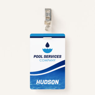 Pool Technician Name Badge   Pool Services Company ID Badge