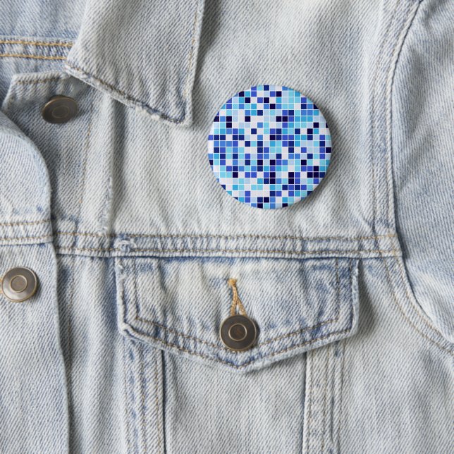 Pool Tiles, Blue Mosaic Tiles, Geometric Pattern 6 Cm Round Badge (In Situ)