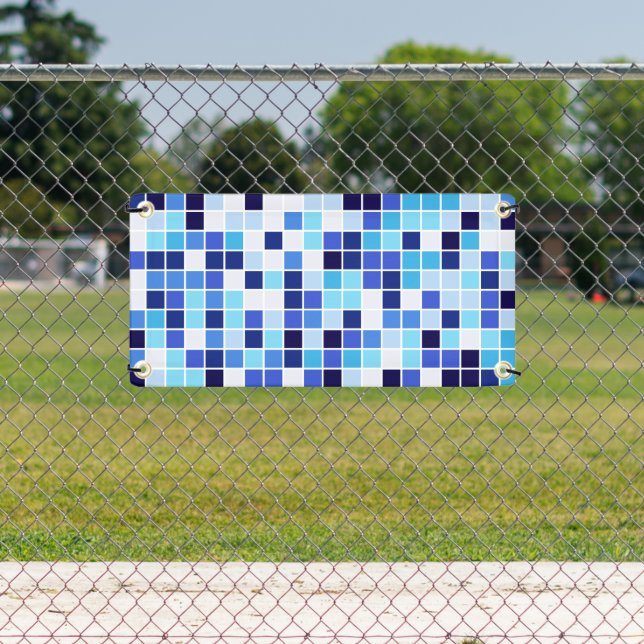 Pool Tiles, Blue Mosaic Tiles, Geometric Pattern Banner (Insitu)