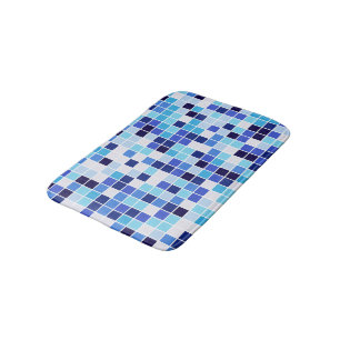 Pool Tiles, Blue Mosaic Tiles, Geometric Pattern Bath Mat