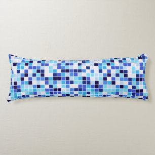Pool Tiles, Blue Mosaic Tiles, Geometric Pattern Body Cushion