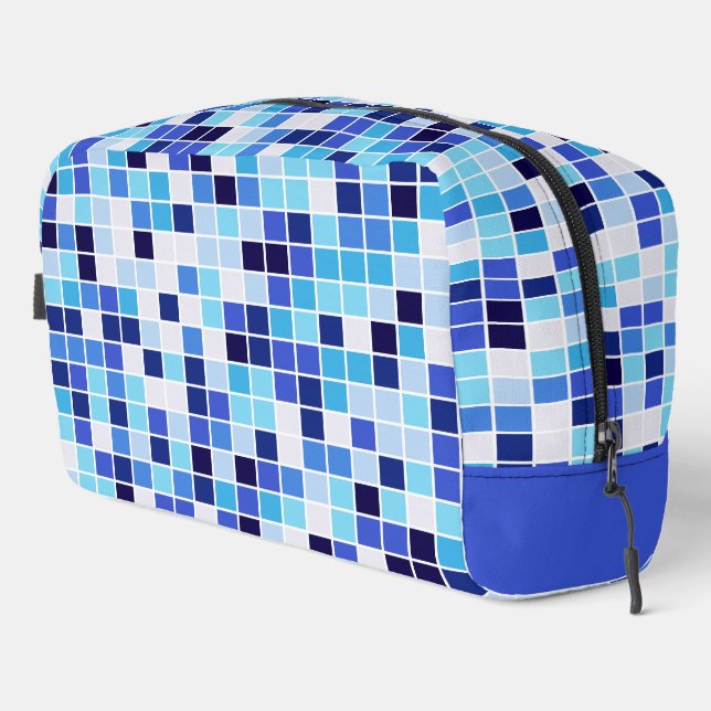 Pool Tiles, Blue Mosaic Tiles, Geometric Pattern Dopp Kit (Right Corner)