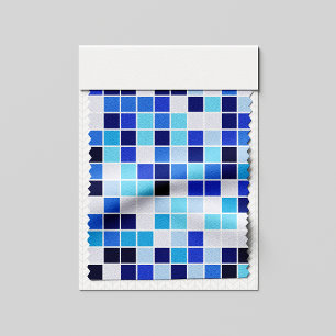 Pool Tiles, Blue Mosaic Tiles, Geometric Pattern Fabric