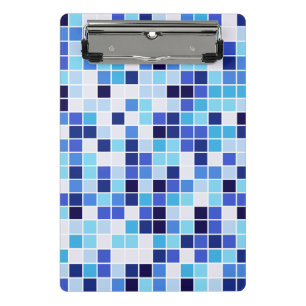 Pool Tiles, Blue Mosaic Tiles, Geometric Pattern Mini Clipboard