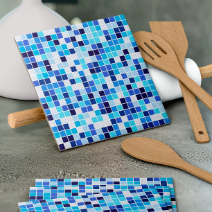 Pool Tiles, Blue Mosaic Tiles, Geometric Pattern Tile