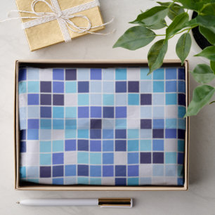 Pool Tiles, Blue Mosaic Tiles, Geometric Pattern Tissue Paper