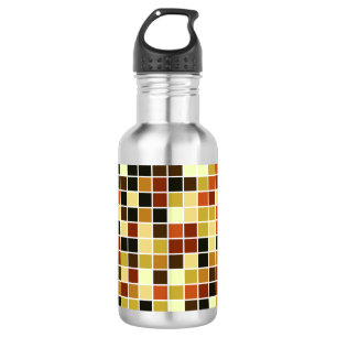 Pool Tiles, Brown Mosaic Tiles, Geometric Pattern 532 Ml Water Bottle