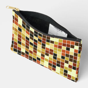 Pool Tiles, Brown Mosaic Tiles, Geometric Pattern Accessory Pouch