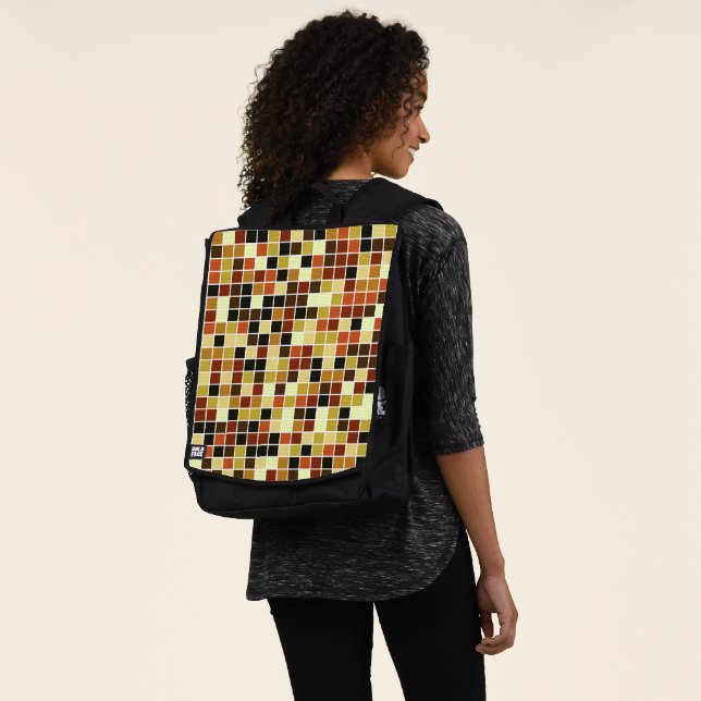 Pool Tiles, Brown Mosaic Tiles, Geometric Pattern Backpack (Worn)