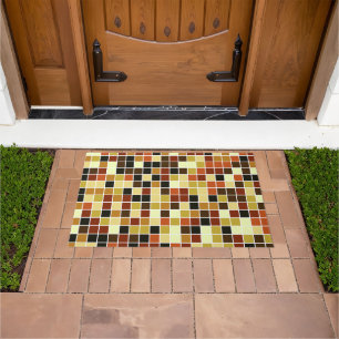 Pool Tiles, Brown Mosaic Tiles, Geometric Pattern Doormat