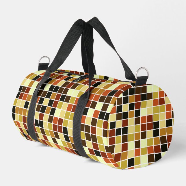 Pool Tiles, Brown Mosaic Tiles, Geometric Pattern Duffle Bag (Left Corner)