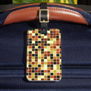 Pool Tiles, Brown Mosaic Tiles, Geometric Pattern Luggage Tag