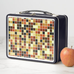 Pool Tiles, Brown Mosaic Tiles, Geometric Pattern Metal Lunch Box