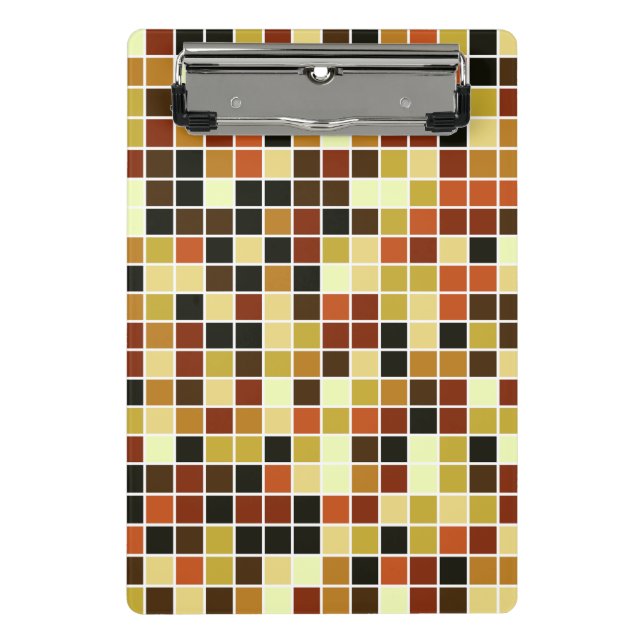 Pool Tiles, Brown Mosaic Tiles, Geometric Pattern Mini Clipboard (Front)