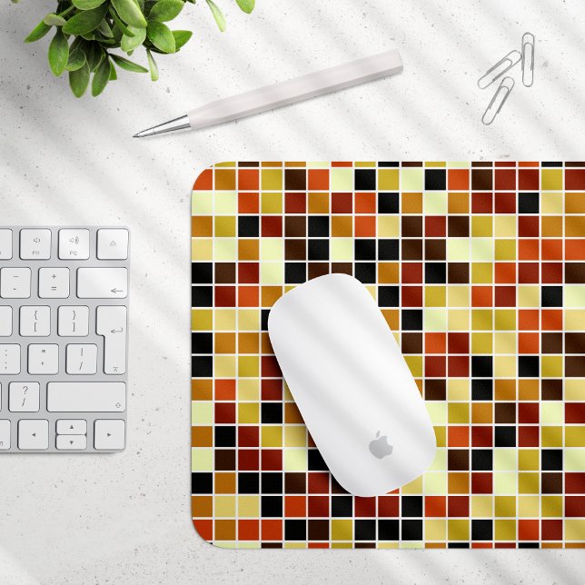 Pool Tiles, Brown Mosaic Tiles, Geometric Pattern Mouse Pad (Creator Uploaded)