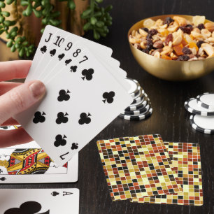 Pool Tiles, Brown Mosaic Tiles, Geometric Pattern Playing Cards