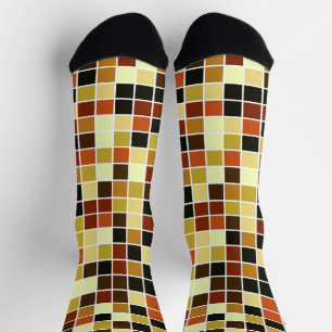Pool Tiles, Brown Mosaic Tiles, Geometric Pattern Socks