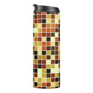 Pool Tiles, Brown Mosaic Tiles, Geometric Pattern Thermal Tumbler
