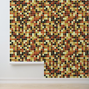 Pool Tiles, Brown Mosaic Tiles, Geometric Pattern Wallpaper