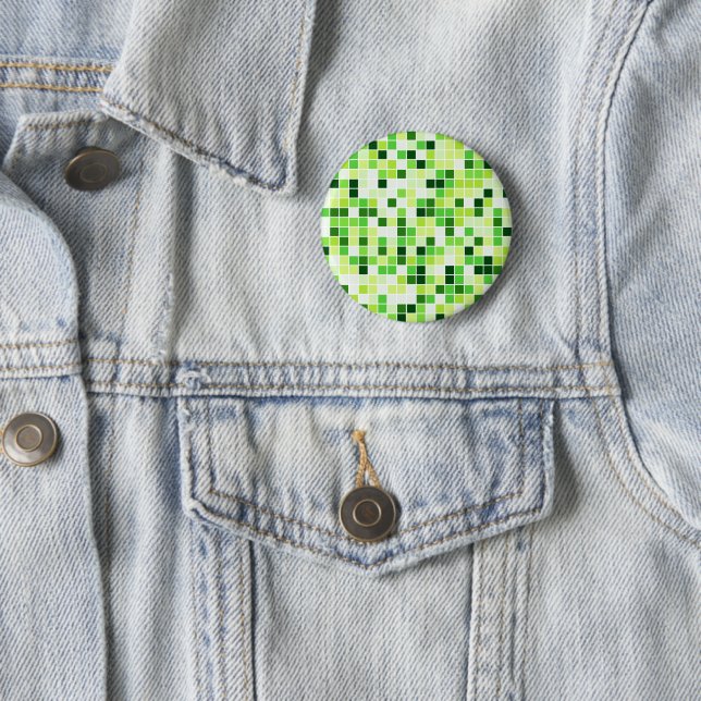 Pool Tiles, Green Mosaic Tiles, Geometric Pattern 6 Cm Round Badge (In Situ)