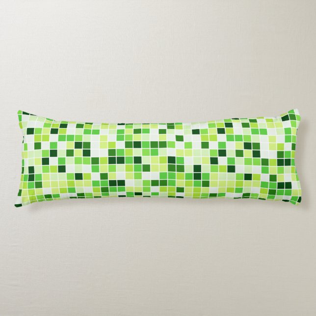 Pool Tiles, Green Mosaic Tiles, Geometric Pattern Body Cushion (Front)