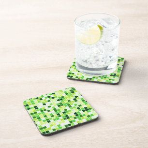 Pool Tiles, Green Mosaic Tiles, Geometric Pattern Coaster
