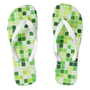 Pool Tiles, Green Mosaic Tiles, Geometric Pattern Jandals