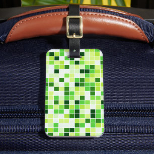 Pool Tiles, Green Mosaic Tiles, Geometric Pattern Luggage Tag