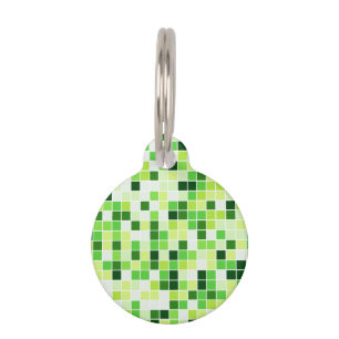 Pool Tiles, Green Mosaic Tiles, Geometric Pattern Pet Tag