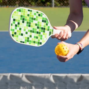 Pool Tiles, Green Mosaic Tiles, Geometric Pattern Pickleball Paddle