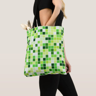 Pool Tiles, Green Mosaic Tiles, Geometric Pattern Tote Bag