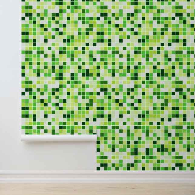 Pool Tiles, Green Mosaic Tiles, Geometric Pattern Wallpaper (Application)