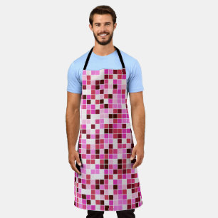 Pool Tiles, Pink Mosaic Tiles, Geometric Pattern Apron