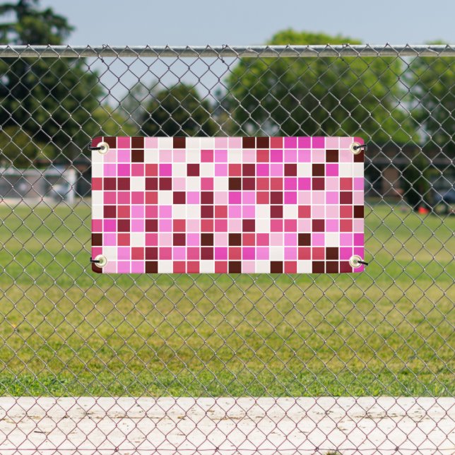 Pool Tiles, Pink Mosaic Tiles, Geometric Pattern Banner (Insitu)