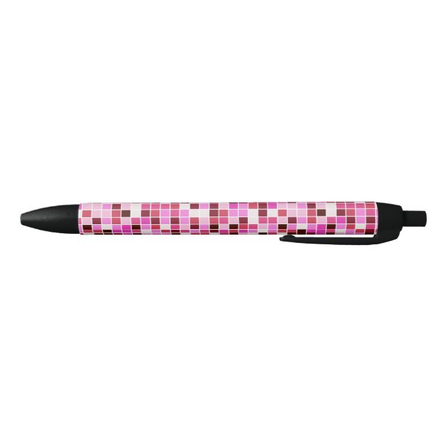 Pool Tiles, Pink Mosaic Tiles, Geometric Pattern Black Ink Pen (Bottom)