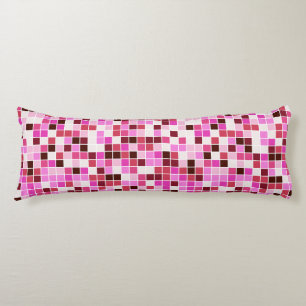 Pool Tiles, Pink Mosaic Tiles, Geometric Pattern Body Cushion