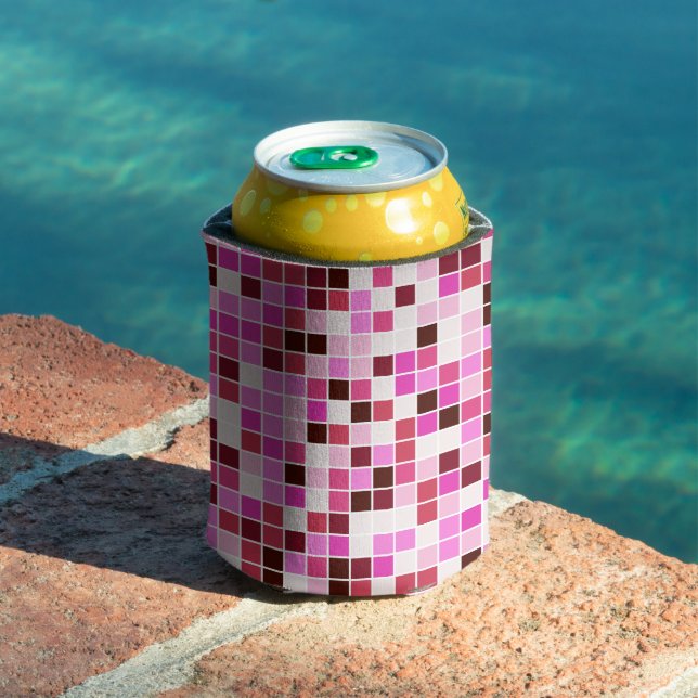 Pool Tiles, Pink Mosaic Tiles, Geometric Pattern Can Cooler (In Situ Pool)