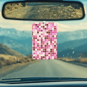 Pool Tiles, Pink Mosaic Tiles, Geometric Pattern Car Air Freshener