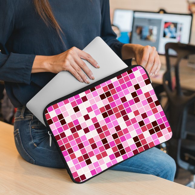 Pool Tiles, Pink Mosaic Tiles, Geometric Pattern Laptop Sleeve (Creator Uploaded)