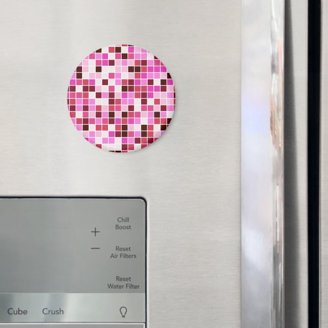 Pool Tiles, Pink Mosaic Tiles, Geometric Pattern Magnet (In Situ (Fridge))