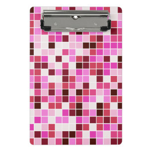 Pool Tiles, Pink Mosaic Tiles, Geometric Pattern Mini Clipboard