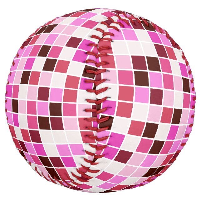 Pool Tiles, Pink Mosaic Tiles, Geometric Pattern Softball (Angled)