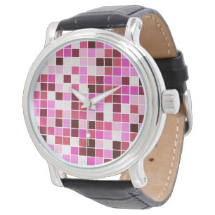 Pool Tiles, Pink Mosaic Tiles, Geometric Pattern Watch