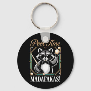 Pool Time Madafakas Funny Raccoon Billiards Player Key Ring