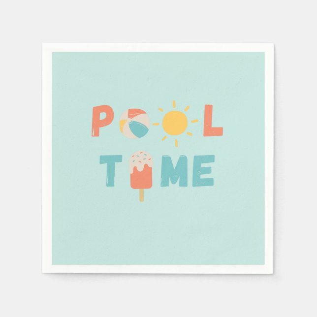 pool time. Party Napkins & Supplies (Front)